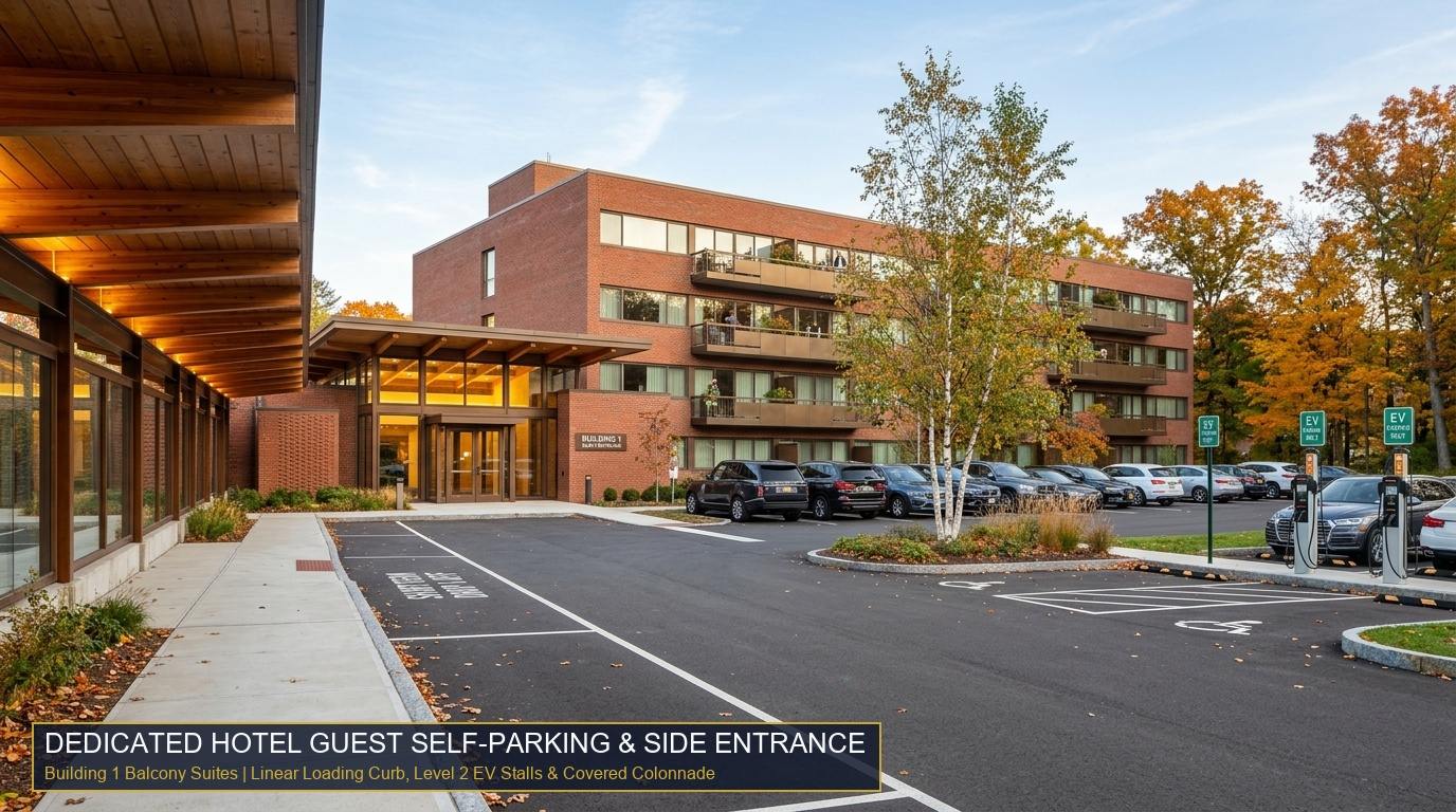 Hotel Circular Drop-Off & Dedicated Guest Self-Parking with Side Entrance